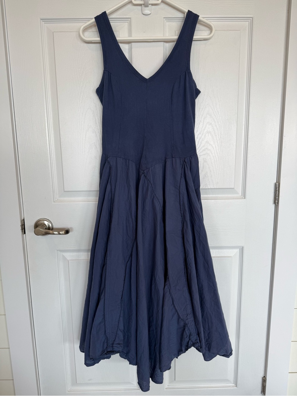 Baba cotton dress drop waist fitted stretch top full skirt asymmetrical hem